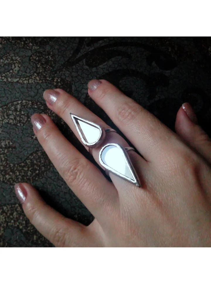Mirror teardrop ring, Halloween ring, witchy aesthetic, protection ring, tin soldered glass ring, stained glass ring