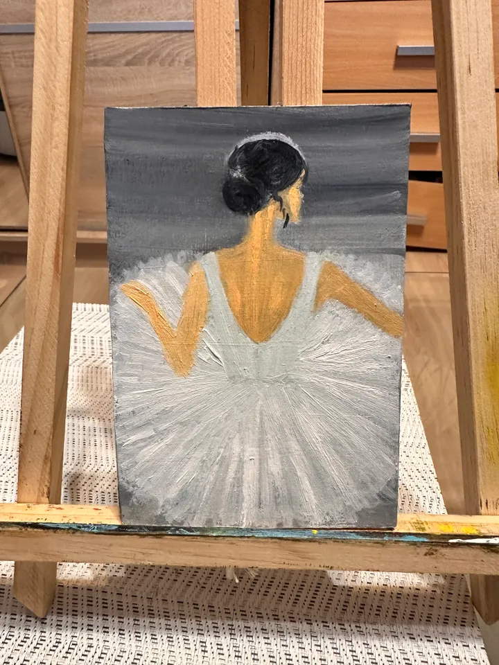Oil Painting Women's Feet in Pointe Shoes Ballet Figurative Dance Art 15x10 cm 6x4 inches Cardboard Wall Decor Miniature Gift