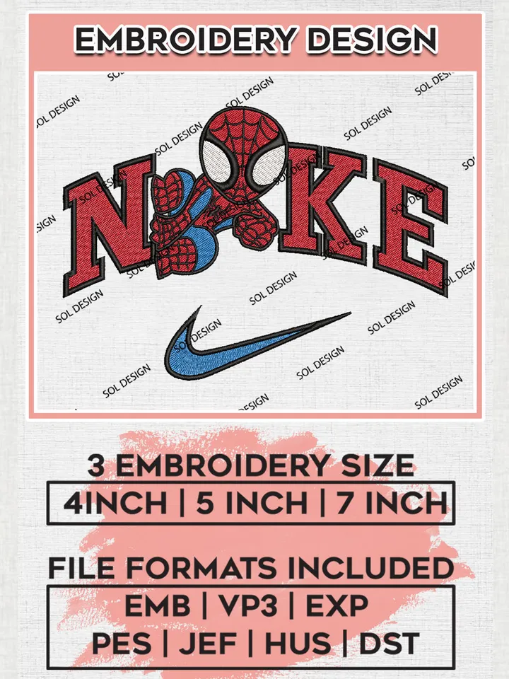 Ni.kee Spiderman Swoosh Embroidery Designs, Spiderman Embroidery Files, Superhero Machine Embroidery Designs, Movie Characters Logo, Marvel Machine Embroidery Design, Digital Download