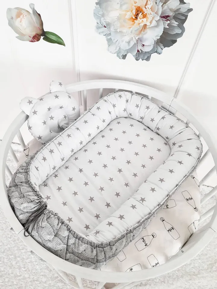 Pillow as a gift! Baby nest newborn -  toddler, ready to ship,  double sided baby nest, baby positioner + Pillow as a gift!!!