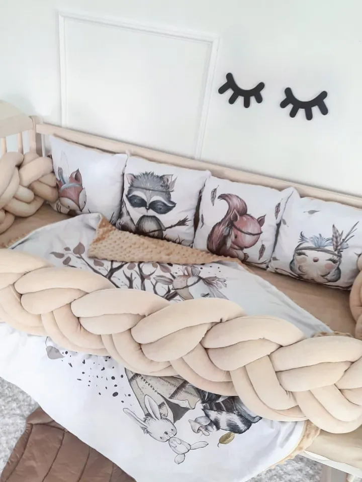 Newborn bed set, crib bumpers, braided bumper, pillow bumper, newborn bumpers set, crib set, crib bumpers