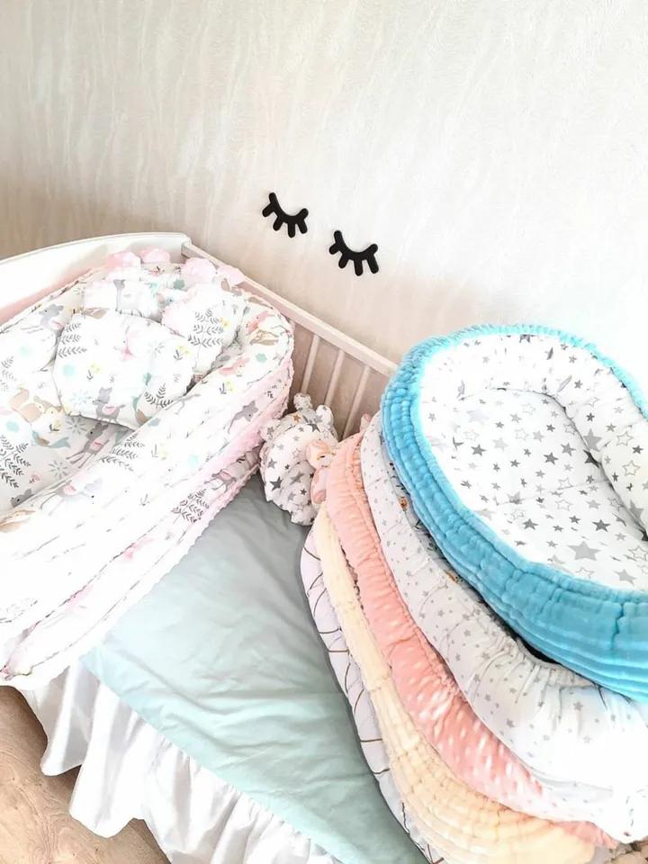 Pillow as a gift! Baby nest newborn - toddler, ready to ship, double sided minky baby nest, baby positioner + Pillow as a gift!!!