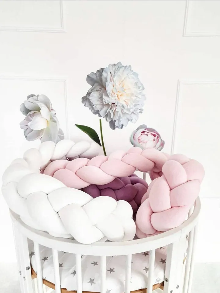 Braided crib bumper for cot, crib, cradle and nursery decor, Knot Pillow, Knot Cushion, Decorative Pillow, Toddler Bed Bumper, Crib Bedding