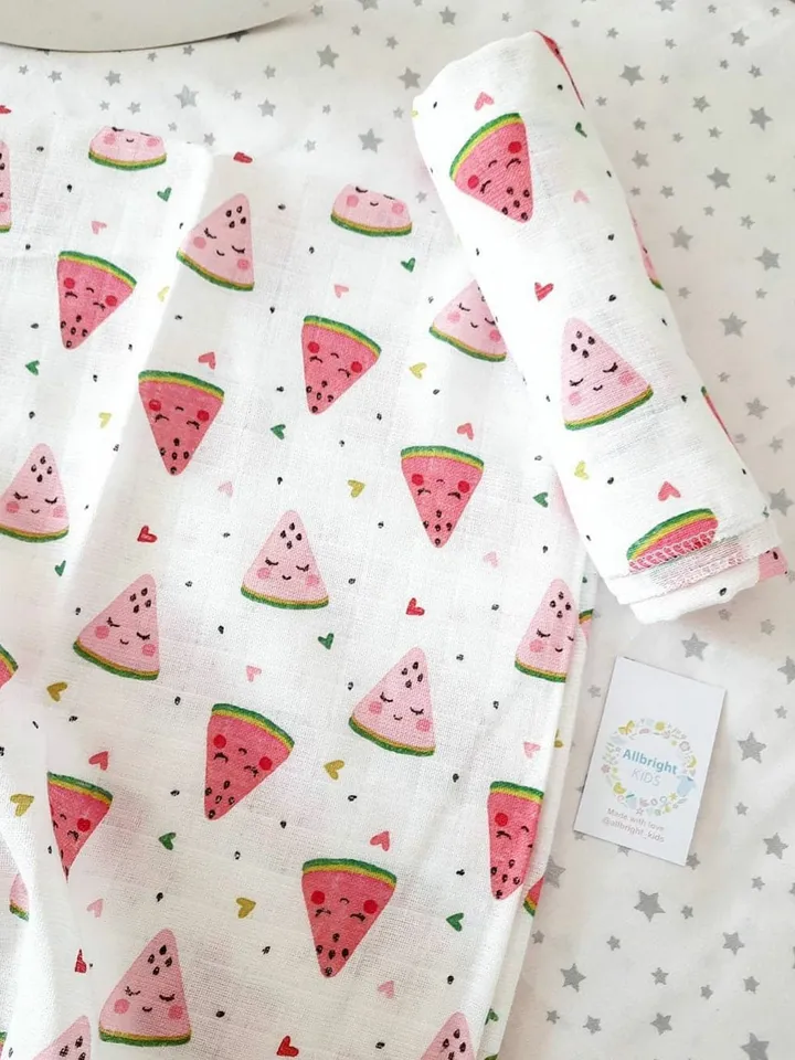 Swaddle blanket, wrap blanket, Baby muslin, muslin, organic muslin, Watermelon Print, twins, arrow embrace modern baby girl, baby boy