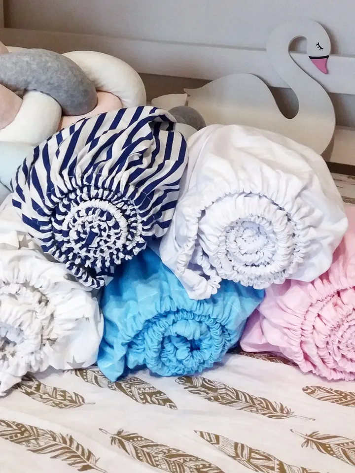 Cotton Fitted Sheet with elastic band, Crib sheet, Toddler sheet, Twin sheet,  Eco fitted sheet, Organic flax sheet with elastic band