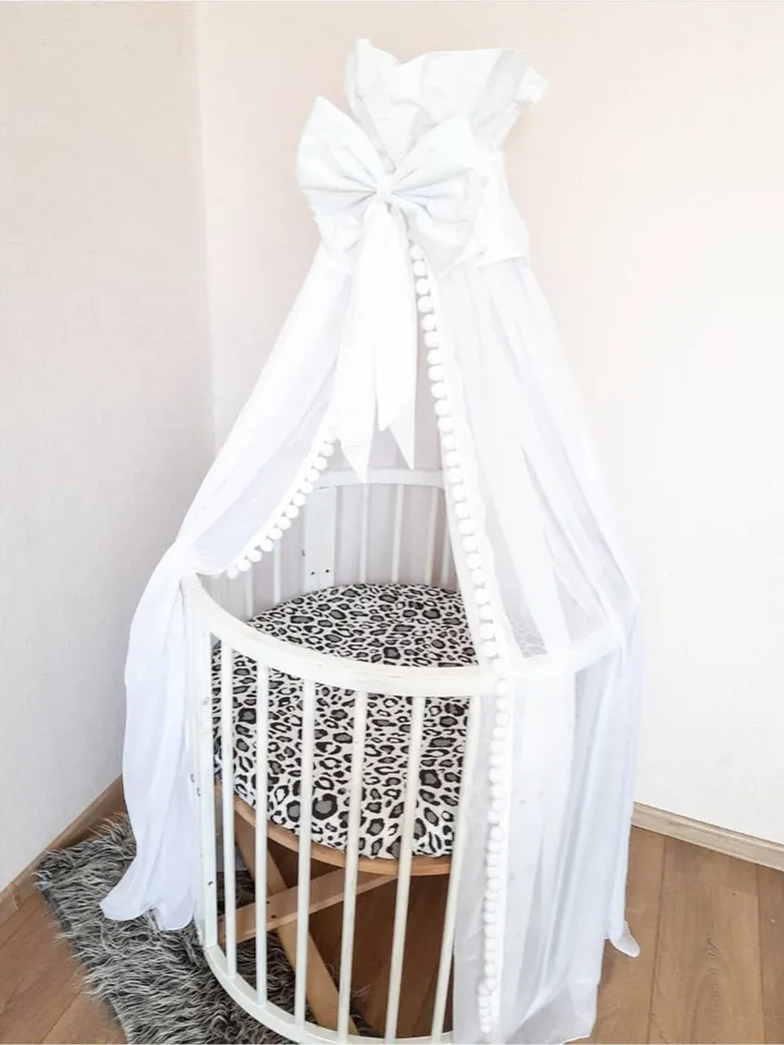 Bed tulle canopy for nursery, Princess playhouse, Pom Pom canopy, Kids hanging tent for bedroom, Pom Pom canopy, Baby room decor