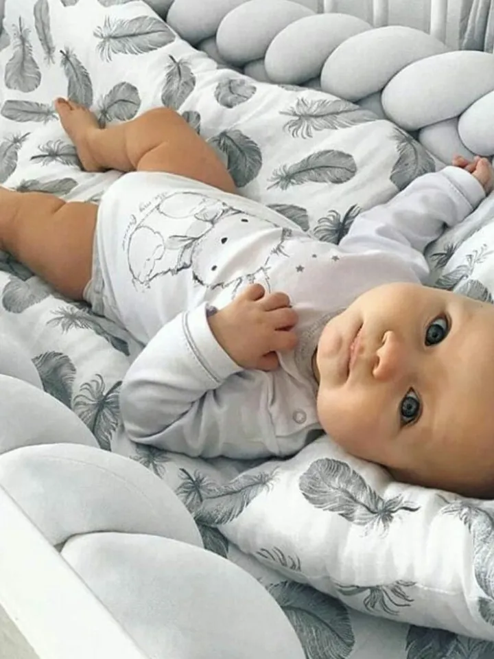 Braided crib bumper for cot, crib, cradle and nursery decor, Knot Pillow, Knot Cushion, Decorative Pillow, Toddler Bed Bumper, Crib Bedding