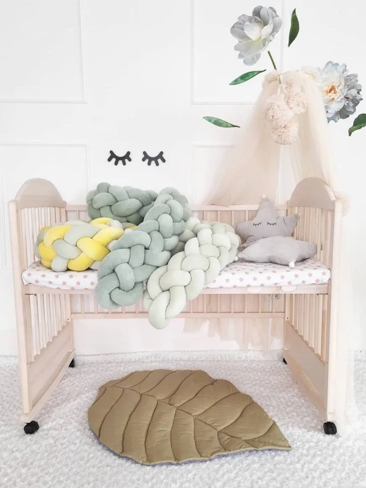 Pink Braided Crib Bumper, Baby Crib Bumper, toddler bed bumper, crib for girl, soft gift for babyshower, plush decor for nursery