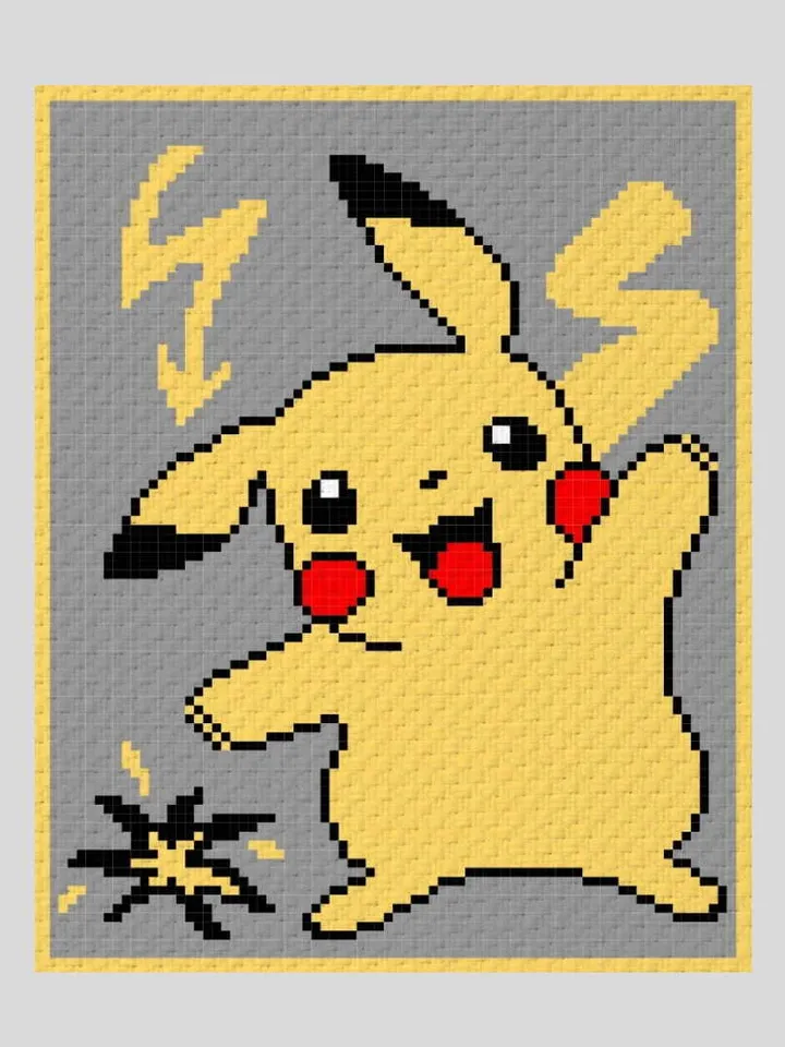Crochet C2C Pikachu graphgan blanket pattern PDF