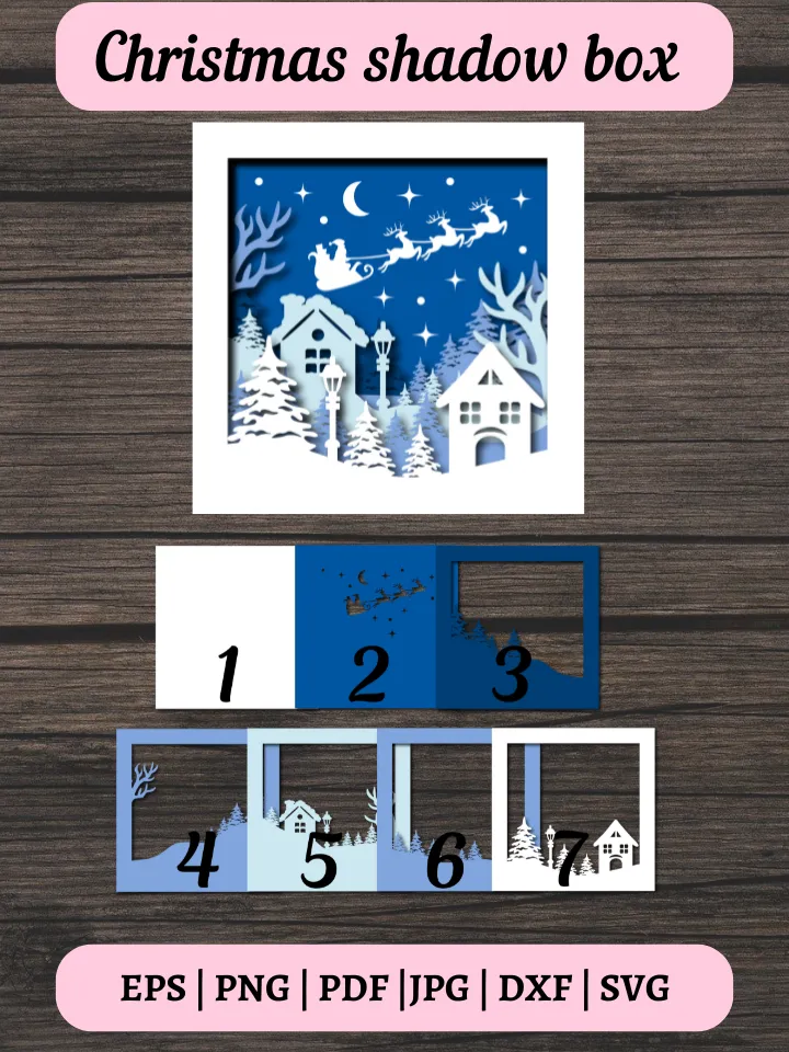 Christmas 3D Shadow Box svg, Winter Layered Papercut, Digital file