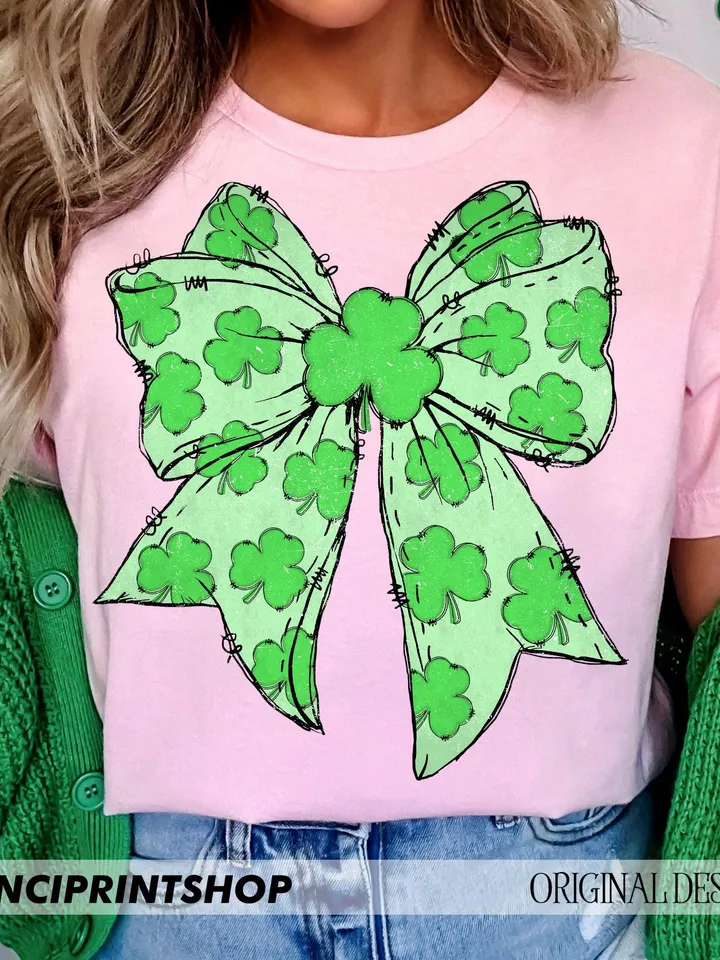 Coquette Patrick's Day Bow Png, Shramrock Lucky Bow Png, Irish Patrick Day Shirt Design, Lucky Shamrock png, St.Patrick's Day png, Lucky png