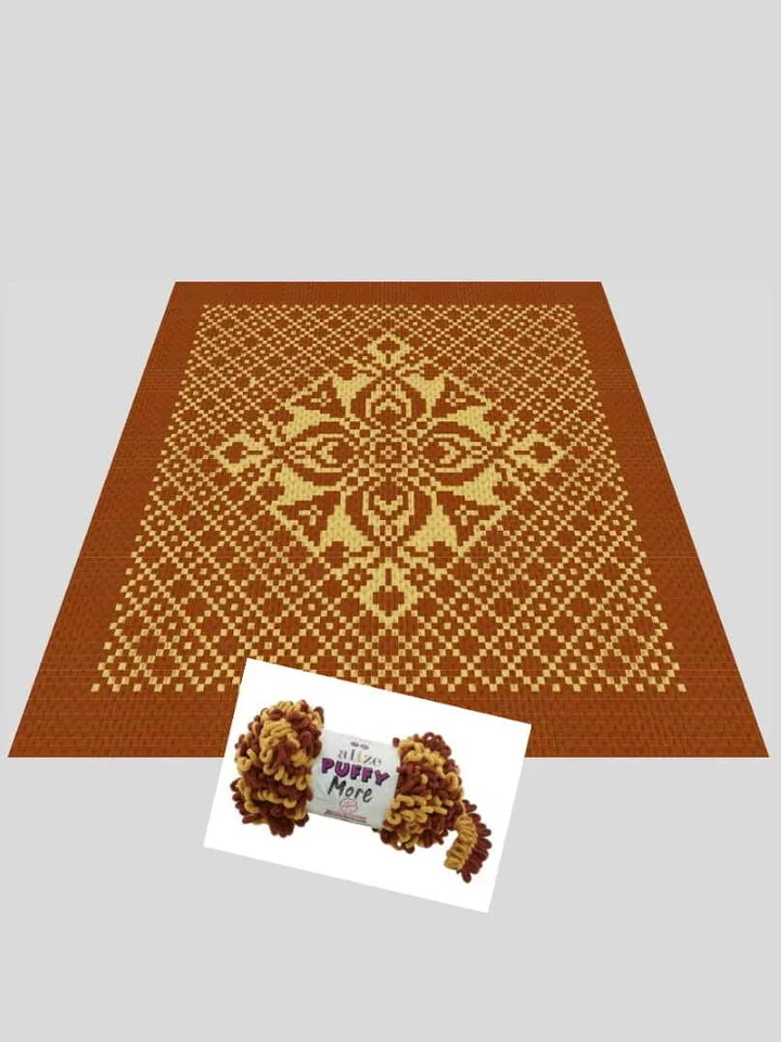 Loop yarn Finger knitted Fantasy Mosaic blanket pattern