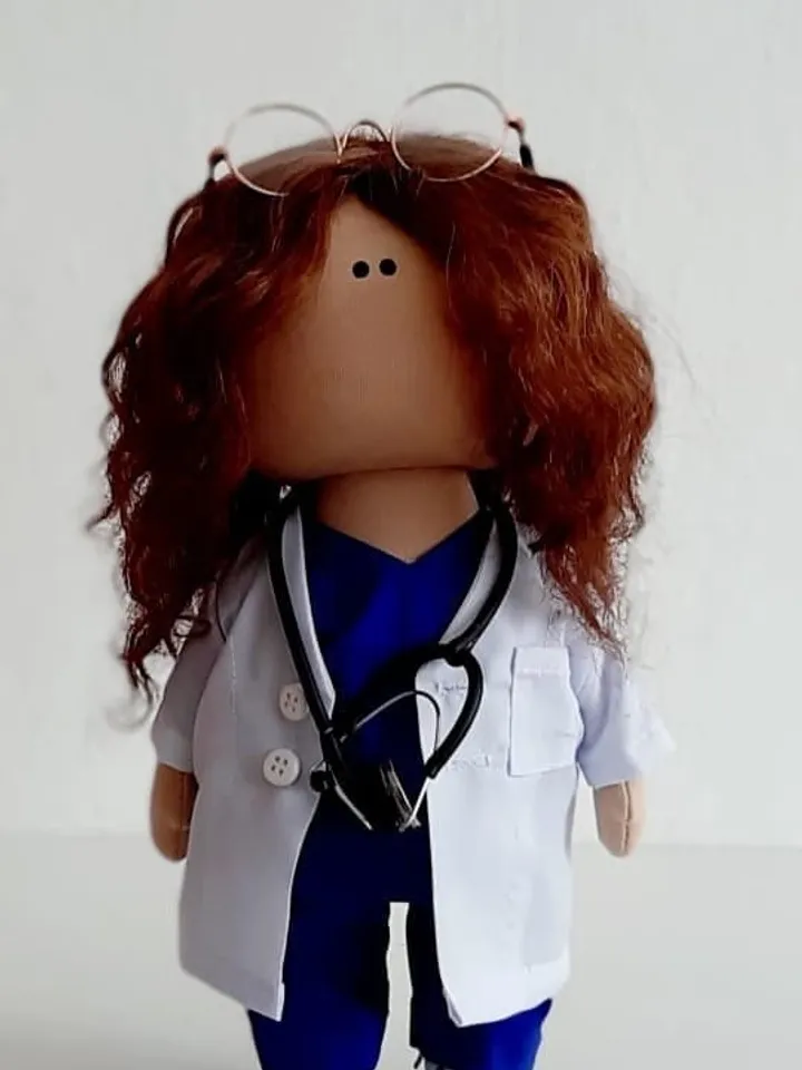 Doctor Art Doll, Nurse Tilda Doll, Baby Gift Doll, Unique Soft Doll, Green Color Doll, Doll by Photo Portrait, Handmade Cloth Doll Svetlana