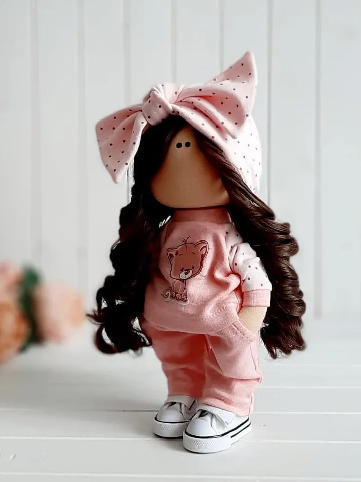 collectable ooak doll ragdoll  - Best gifr for girl and mom - cute pink doll