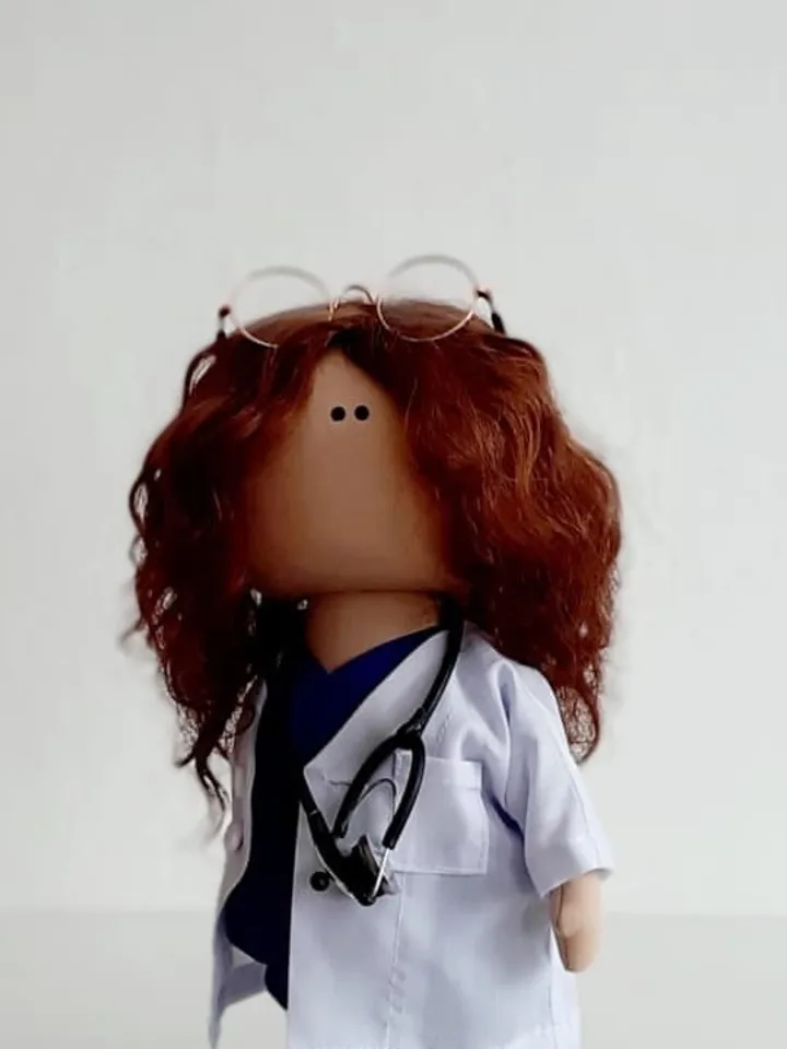 Doctor Art Doll, Nurse Tilda Doll, Baby Gift Doll, Unique Soft Doll, Green Color Doll, Doll by Photo Portrait, Handmade Cloth Doll Svetlana