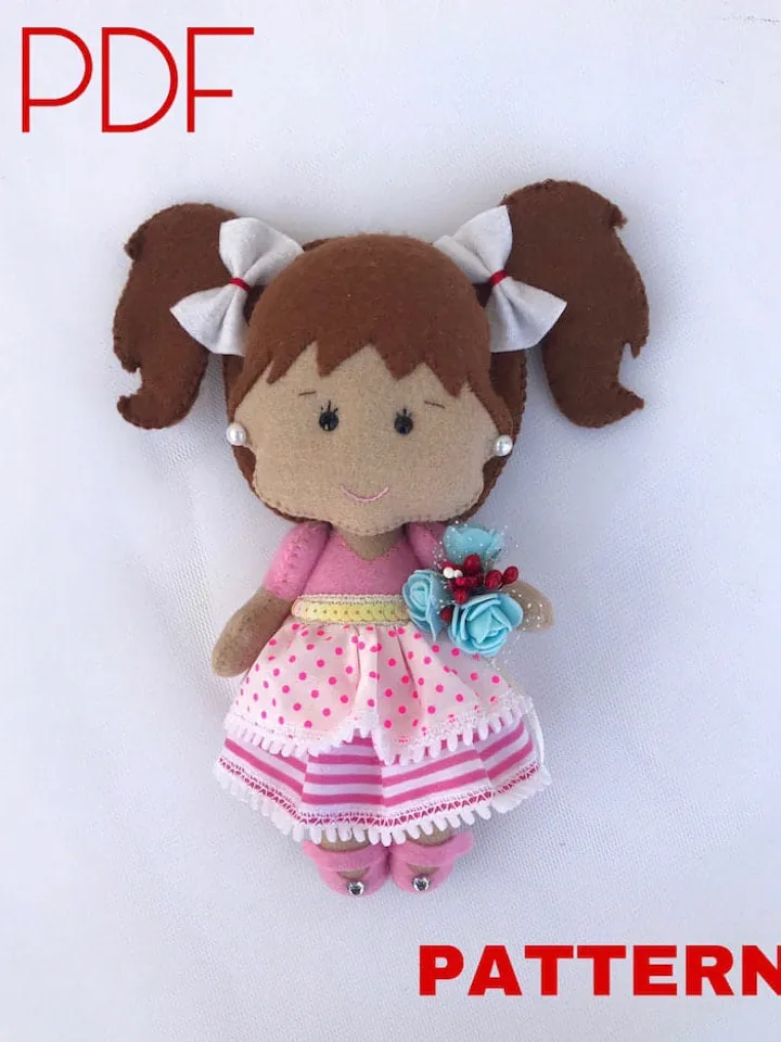 Felt doll pattern Pocket doll PDF Cloth doll Pattern Doll clothes tutorial Cute mini doll Easy doll pattern Make a doll Stuffed doll toy
