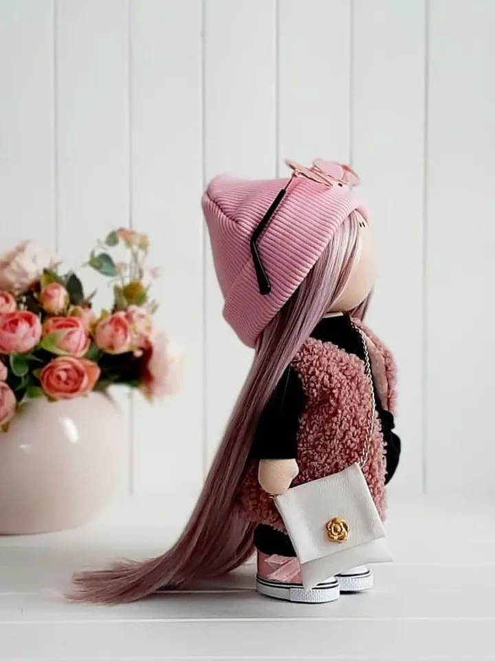 collectable ooak doll ragdoll  - Best gifr for girl and mom - cute pink doll