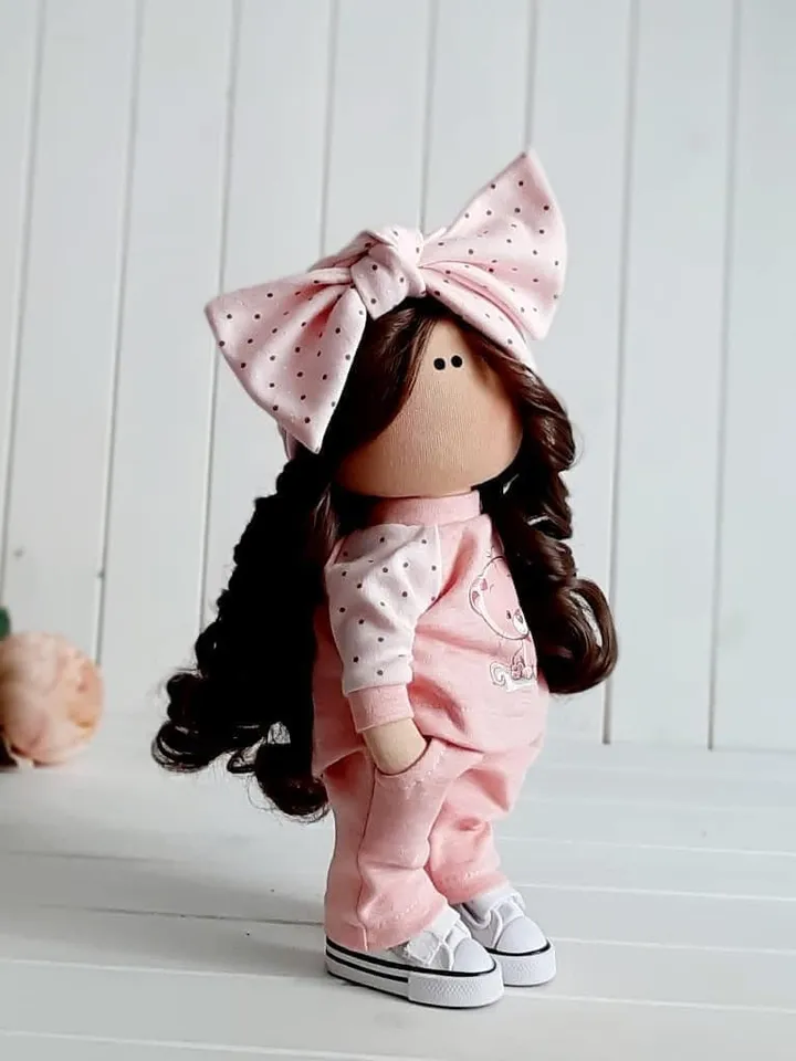 collectable ooak doll ragdoll  - Best gifr for girl and mom - cute pink doll