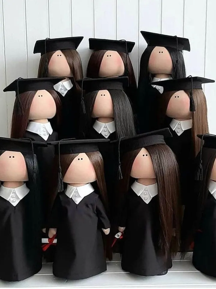 Graduate Doll, Student Tilda Doll, Black Color Doll, Portrait Doll by Photo, Handmade Cloth Doll, Teen Rag Doll - Collection doll