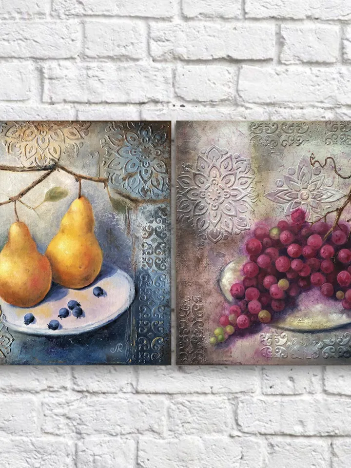 Fruits Original Painting Pears Oil Wall Art Still life Fruits Art