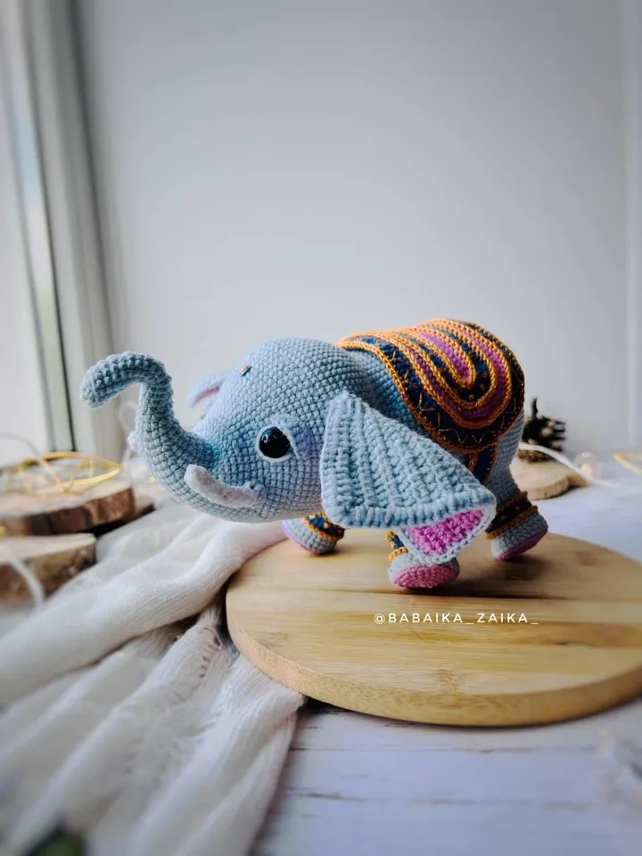 PDF Crochet Pattern Indian Elephant, Amigurumi Decor pattern, Crochet Elephant, Cute Elephant, Safari Animal Pattern, Crochet india Pattern