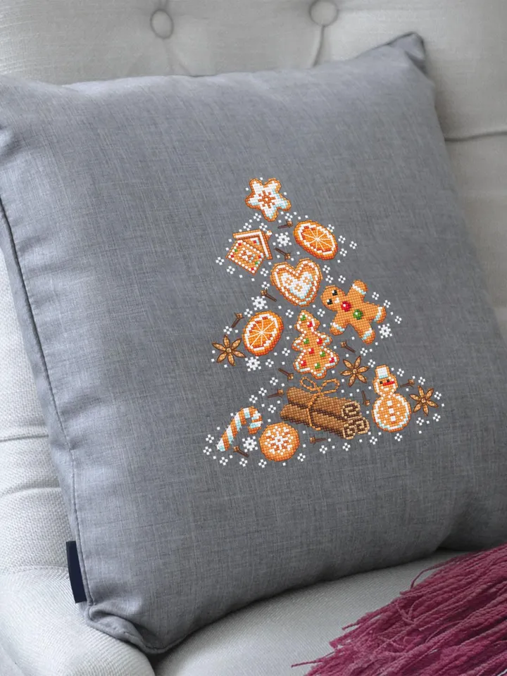 Christmas gingerbread cross stitch pattern PDF download Christmas tree cross stitch chart, Christmas sugar and spice pattern digital #N154