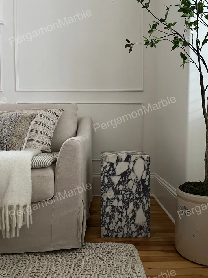 Calacatta viola Marble cube table marble cube coffee table nightstand or side table, handmade