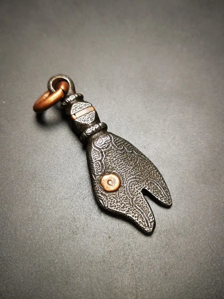 Gandhanra Handmade Tibetan Buddhism Amulet, Golden Fish of Ashtamangala(Eight Auspicious), Symbolize Happiness.