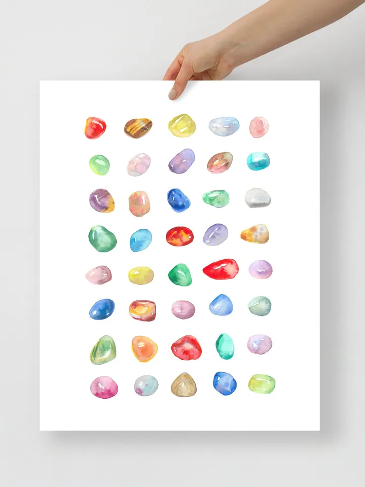 Gemstones Watercolor Art Print Mineral Poster Chakra Gifts Gems And Minerals Geology Art Print Crystal Wall Art Chakra Gift Colorful Poster