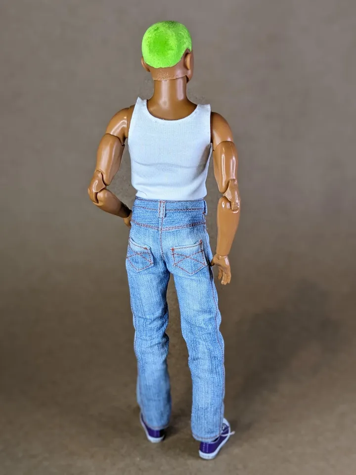 Classic bleached jeans for 12-inch fashion male doll
