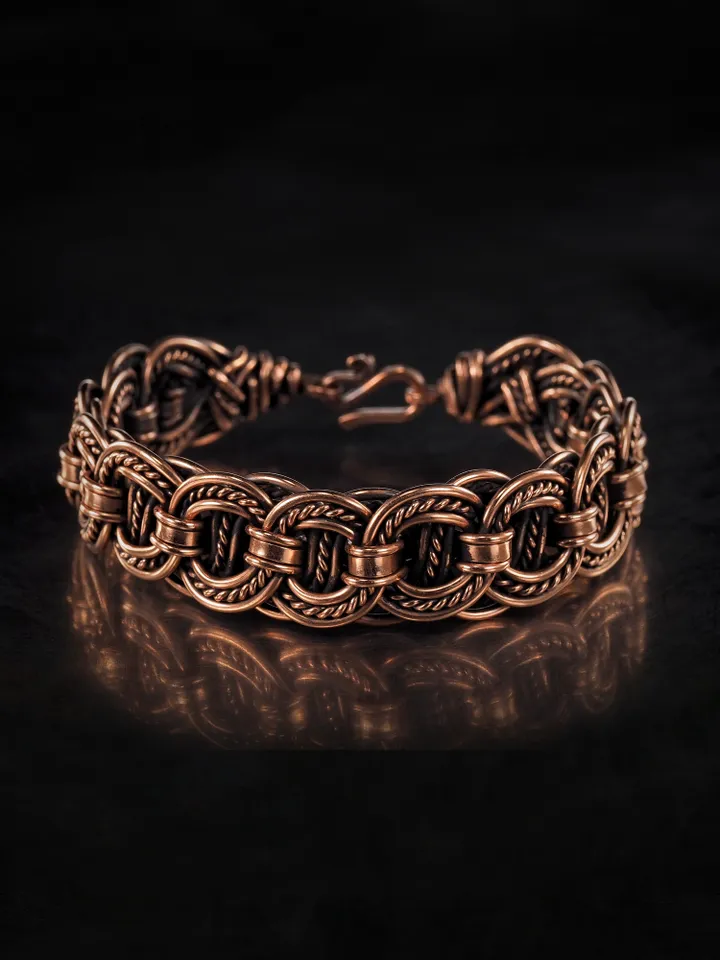 Woven copper wire bracelet Antique style handcrafted copper jewelry Unique gift