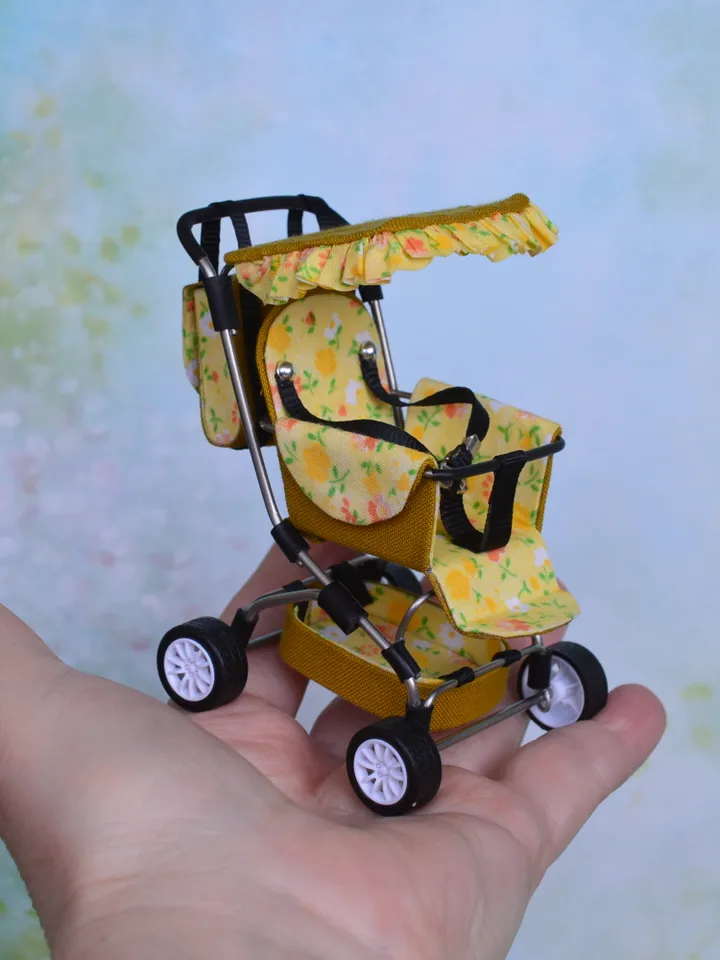 Miniature Baby Stroller 12th scale, Miniature for dollhouse