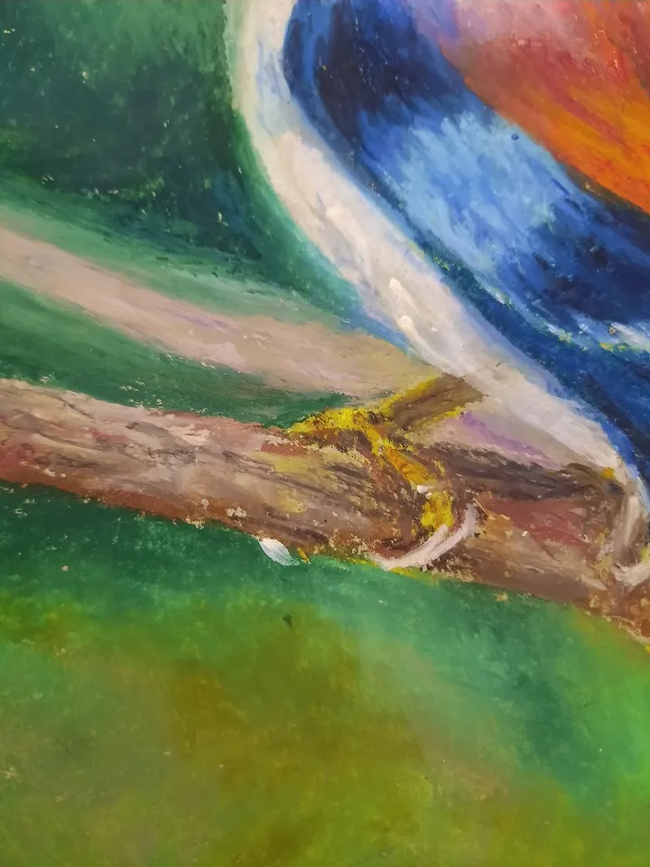 Bird painting Animal painting Original painting Oil pastel painting Wall art