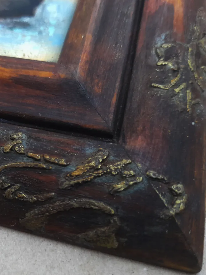 oil painting in a designer frame In an old courtyard, 12,6х10 inches (with the frame)