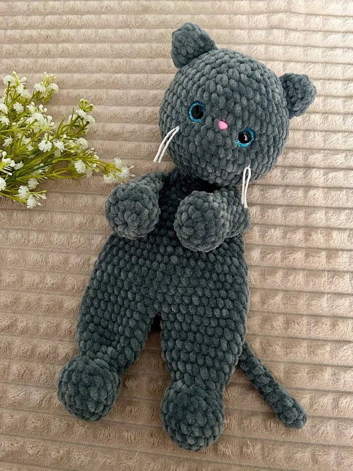Crochet cat snuggler Baby lovey Cat toy plushie for kids