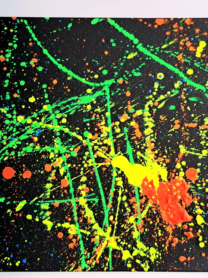 Neon painting "New York" abstract art modern art original black light painting on canvas
