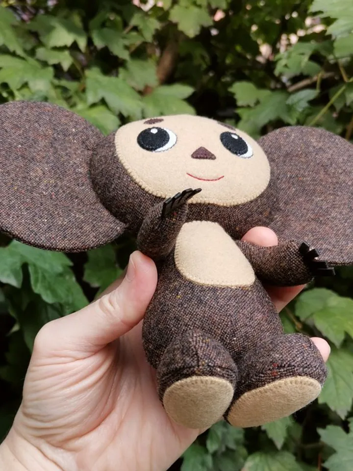 Cheburashka soft doll, handmade wool stuffed toy, plush Cheburashka
