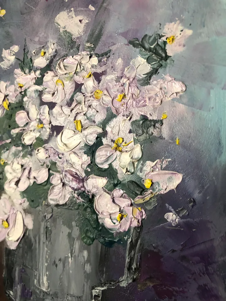 Flowers Original Painting Violets Oil Paintings Small Floral Wall Art