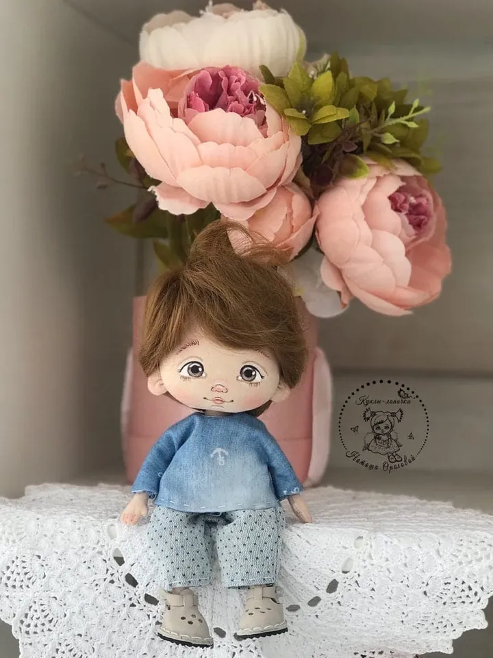 Doll 17 cm (6,6") Cloth doll Blond wavy hair Tilda doll Handmade doll Rag doll Gift doll Handmade Fabric doll Textile doll First doll