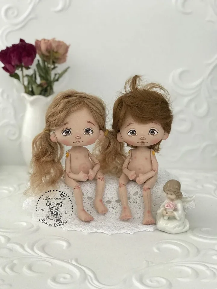 Doll 17 cm (6,6") Cloth doll Blond wavy hair Tilda doll Handmade doll Rag doll Gift doll Handmade Fabric doll Textile doll First doll