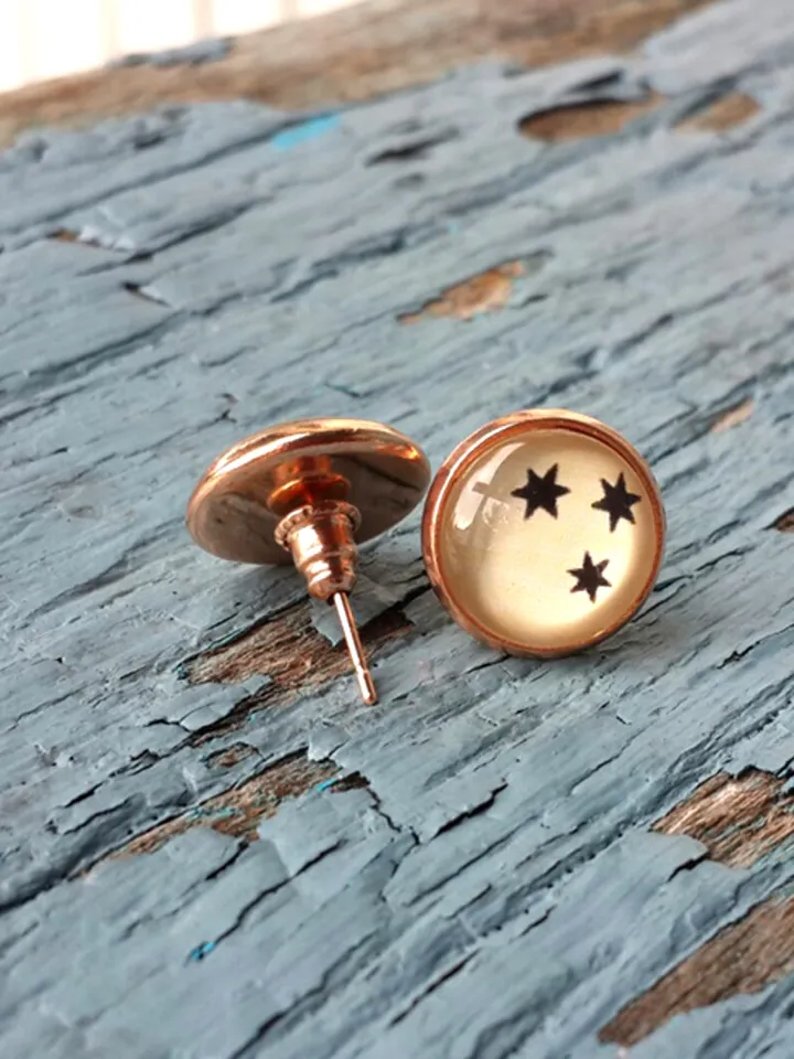3 stars Harry Potter Earrings, Three stars HP studs recycled