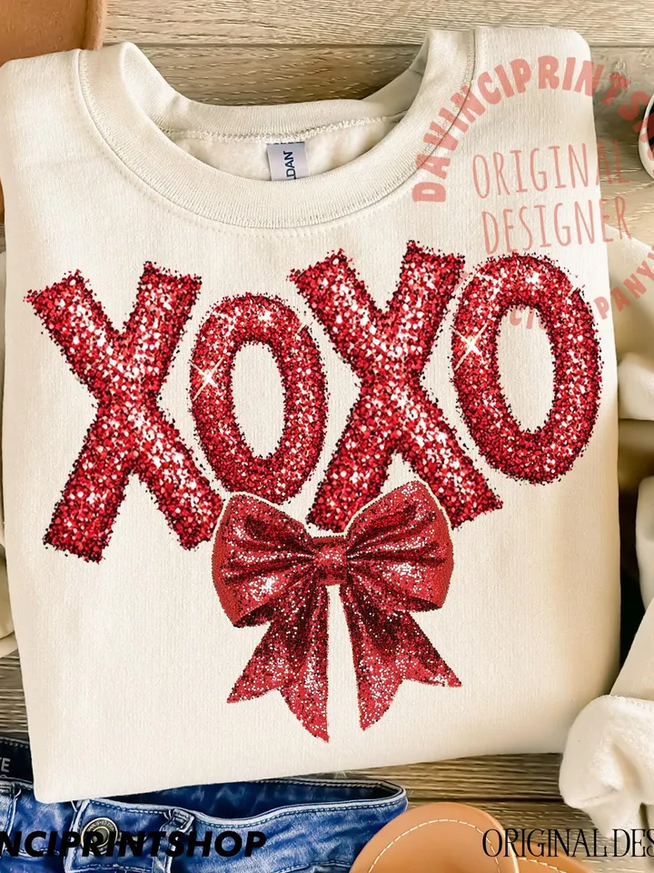 Faux Sequin Xoxo PNG Valentine’s Day Sublimation, be mine png, xoxo png, valentines Coquette Bow, Glitter valenties, Digital Design Download