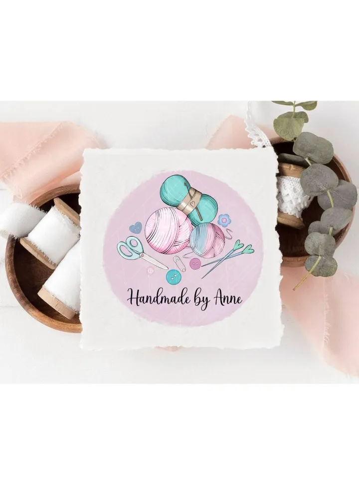 Gorgeous Knitting Crochet Premade Logo Design, Small Business Logo, Yarn Logo, Logo with Wool, Cute Logo, Cartoon Crafter Handmade Logo
