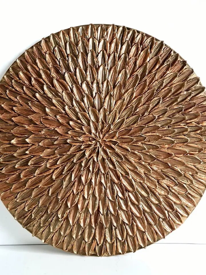 Bronze texture wall art 35 cm, Round wall decor, Abstract artwork, 3D Wall paint