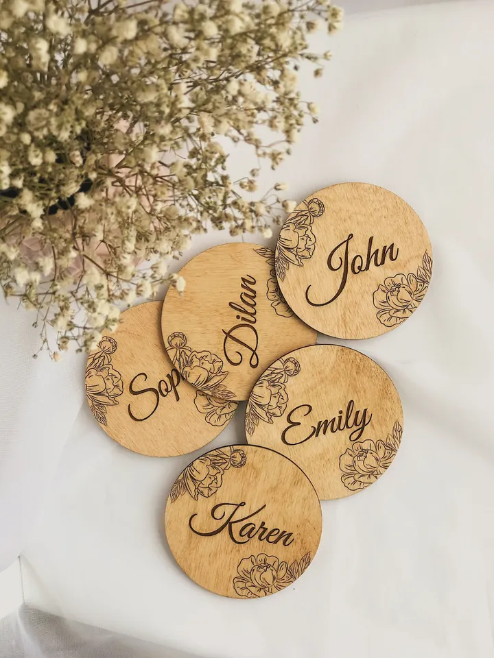 Personalized Wedding Coasters, Wedding Favors Engraved Coasters, Wedding Drink Coasters in Bulk, 5th Wedding Anniversary Gift