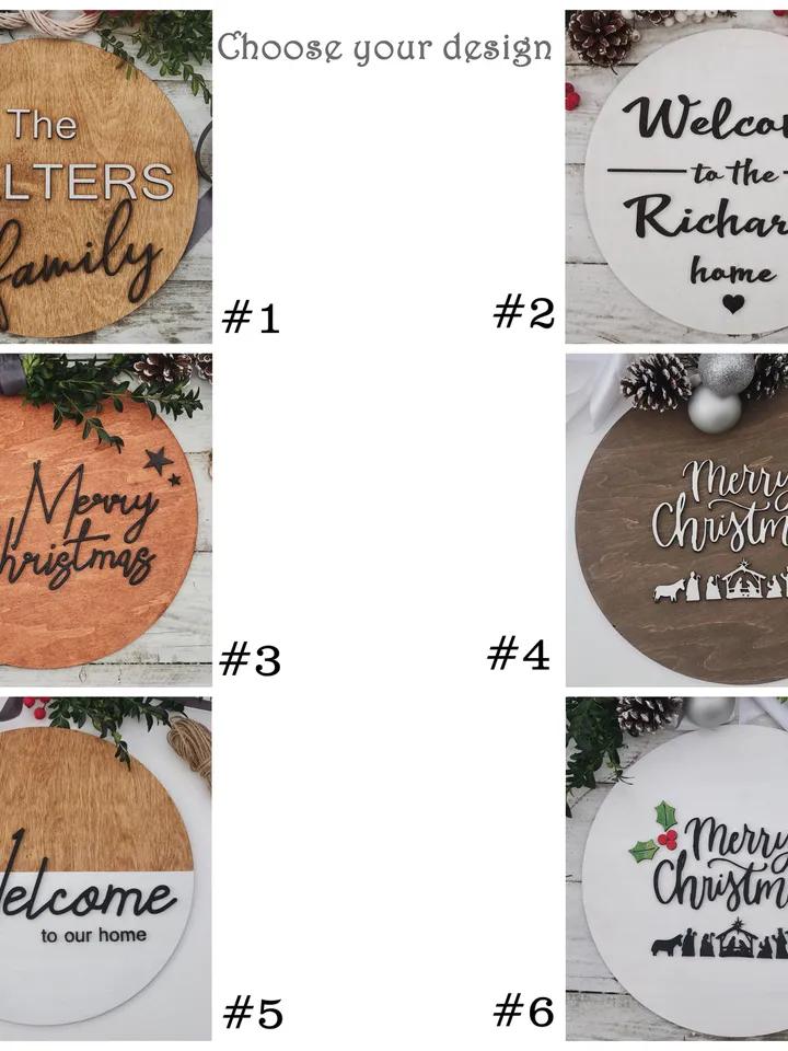 Winter Door Sign, Welcome Sign for Front Porch or Entryway, Holiday Family Gift, Christmas Wall Decor
