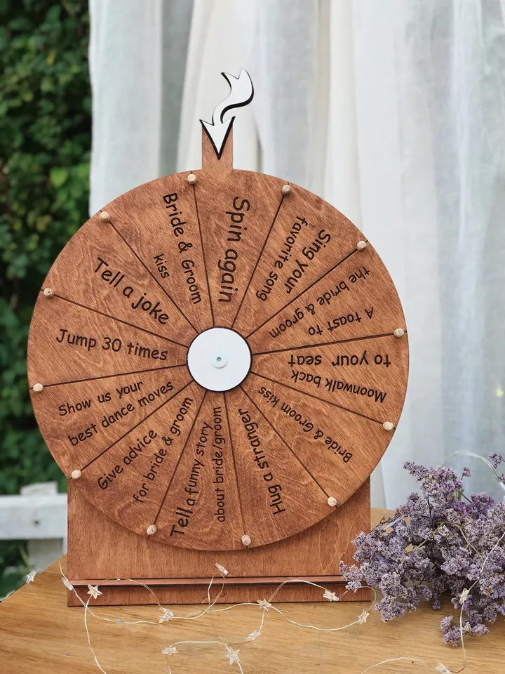 Bridal Shower Game, Spinning Wheel Game with Funny Tasks or Questions, Wedding Reception Game, Prize Wheel