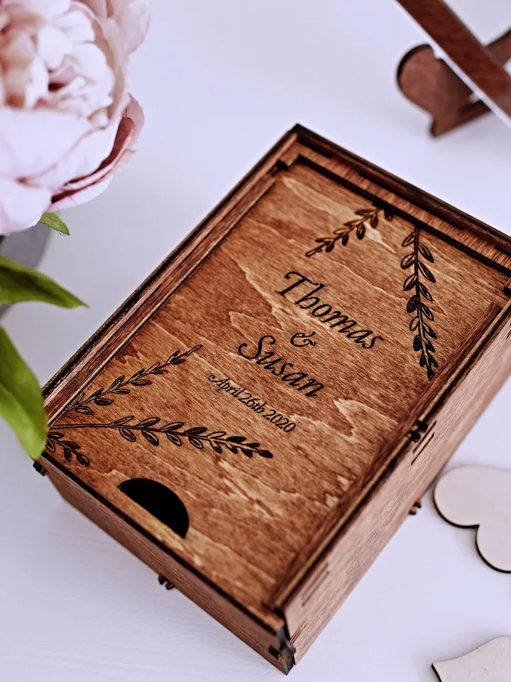 Wedding Card Box, Wedding Keepsake, Wooden Custom Name Box, Memory Box