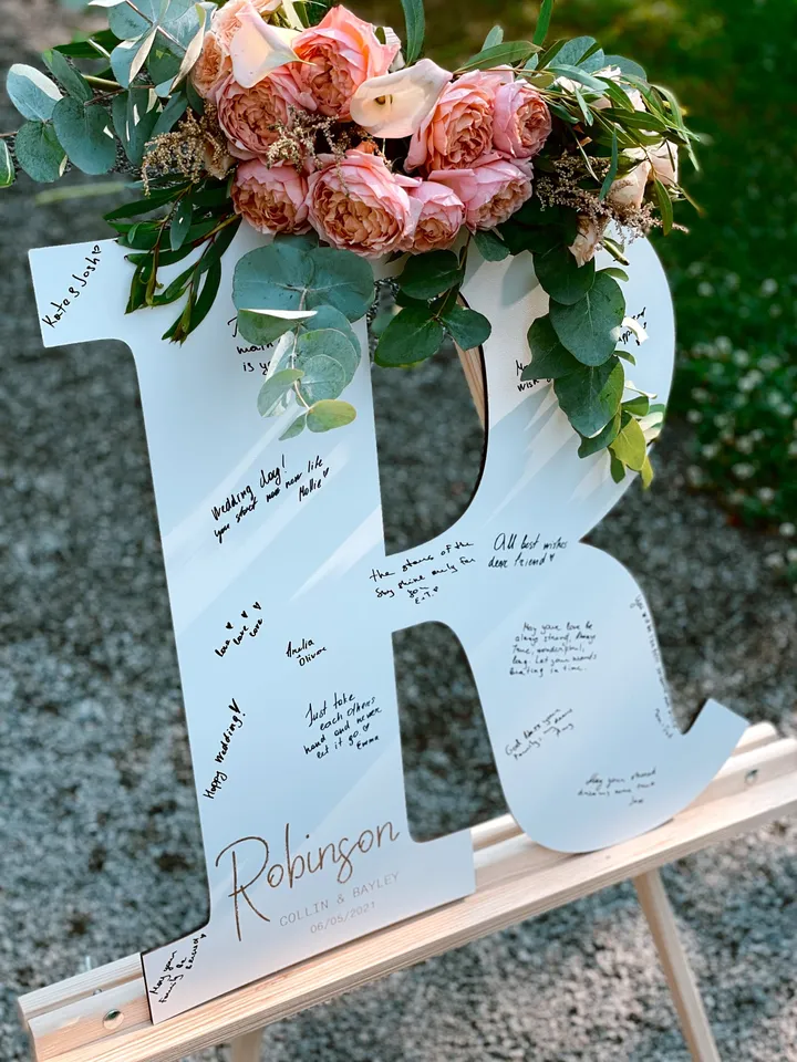 Personalized Letter Guest Book for Wedding, Wooden Wedding Sign, Guestbook Alternative