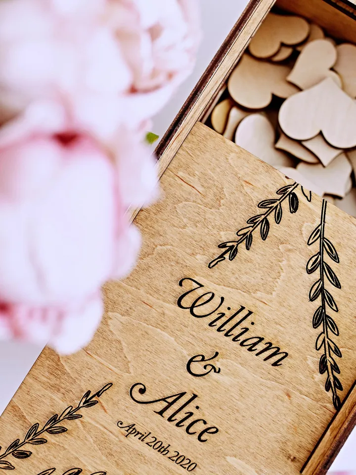 Wedding Card Box, Wedding Keepsake, Wooden Custom Name Box, Memory Box
